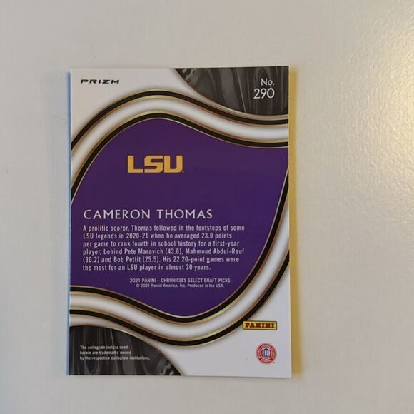 2021-22 Panini Chronicles Cameron Thomas black refractor mint condition - Picture 3 of 3